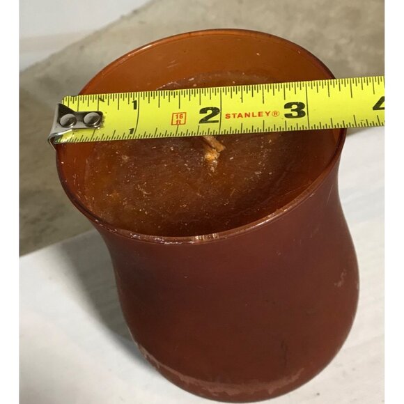 Vintage Frosted Amber Glass Candle Amber Unscented Wax - Picture 10 of 10